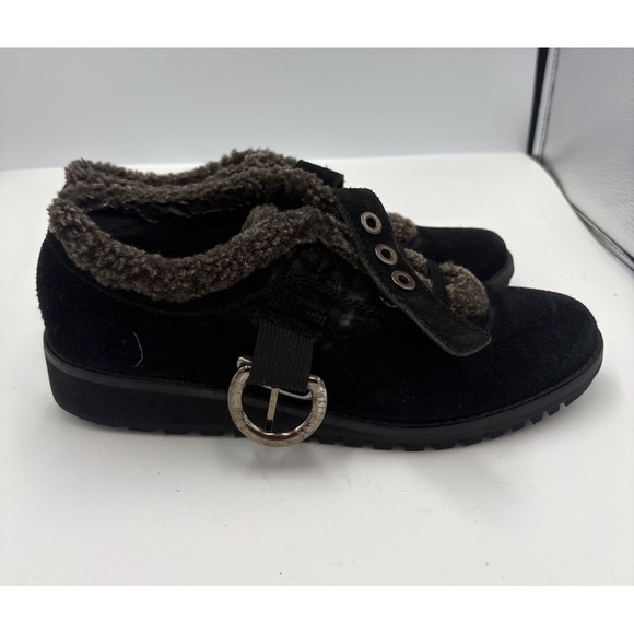 Stuart Weitzman Women's Sherling Ankle Boots Shoes With Buckle Black Brown 8M - Picture 1 of 9